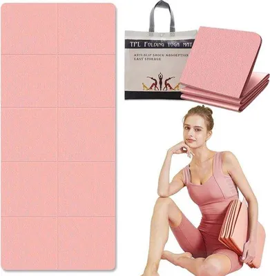 Immagine prodotto di Tappetino yoga pieghevole da viaggio 183 x 61 cm - tappetino yoga antiscivolo con borsa - spessore 6 mm - tappetino sportivo fitness pilates yoga - tappetino da ginnastica - yoga antiscivolo