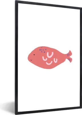 Produktbild von MuchoWow® MuchoWow® Gerahmtes Poster Pastell - Fisch - Rosa 20x30 cm - Poster mit zchwarzem Bilderrahmen - Drucken - Bilder Poster im Rahmen