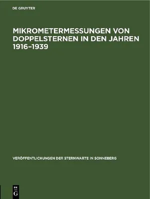 Produktbild von Mikrometermessungen von Doppelsternen in den Jahren 1916-1939