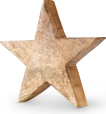 Produktbild von Stern Holzstern Mango 20cm Mangoholz Braun Natur Deko Tischdeko Holzdeko