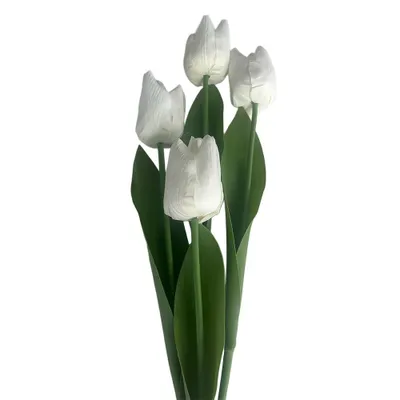 Produktbild von 2474U Künstliche Tulpe Weiß 55 cm, Deko Kunstblume Frühling, 4er Set