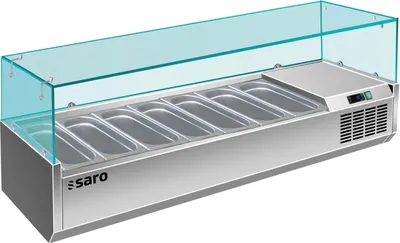Produktbild von Saro RX 1800 / 380, Vitrinenkühlschrank, Arbeitsplatte, Edelstahl, Glas, Edelstahl, LED, 2 - 8 °C