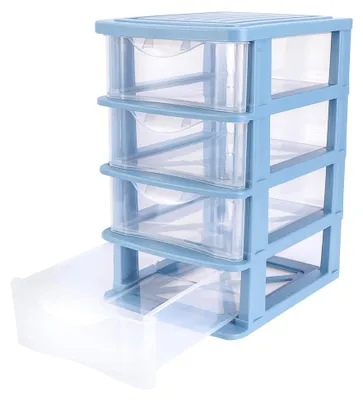 Produktbild von Aufbewahrungsbox für Schreibtisch mit Schublade, transparenter Kosmetik Organizer aus langlebigem PP Kunststoff für Schüler und Bürobedarf