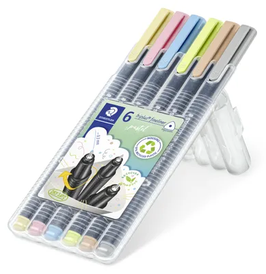 Produktbild von STAEDTLER triplus 334 dreikantiger Fineliner Box mit 6 Farben, Pastel