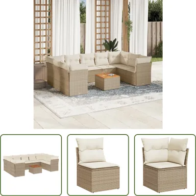 Produktbild von The Living Store 10-tlg. Garten-Sofagarnitur mit Kissen Beige Poly Rattan