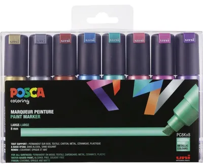 Produktbild von Fasermaler Uni Posca PC-8K 8mm Metallic VE=8 Stück