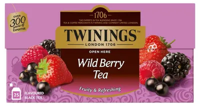 Produktbild von Twinings Schwarzer Tee Wildberry, 25 Beutel, 50 g – Aromatischer Früchtetee