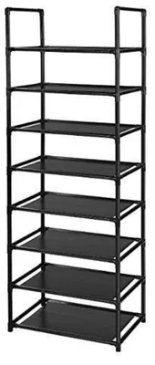 Obrázek produktu pro Botník s 8 policemi, vyrobený z netkané textilie, pojímá 16-20 párů bot. Rozměry: 45,7 x 30,5 x 140,6 cm
