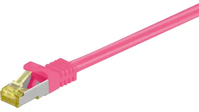 Produktbild von Patchkabel RJ-45 SFTP, mit Cat 7 Rohkabel (pink, 2 Meter, 500 MHz)