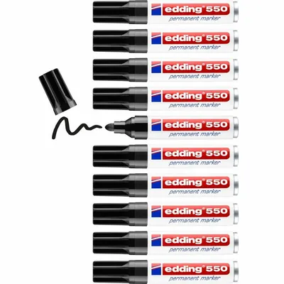 Imagen del producto de Rotulador permanente EDDING 550, color negro (paquete de 10 unidades)