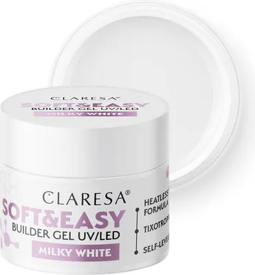 Productafbeelding van Claresa Soft&Easy opbouwgel, melkwit, 90 gram