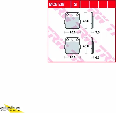 Produktbild von TRW Bremsbelagsatz MCB538SI RM125
