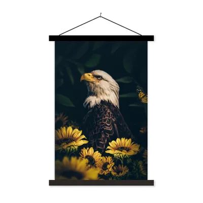 Produktbild von MuchoWow® Textilposter Adler - Gelb - Blumen - Botanisch 120x180 cm mit schwarzem Rahmen - Fotos