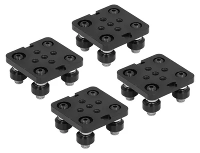 V-Wielplatte 4 Stück, Aluminium, schwarz, für 2020 Extrusion