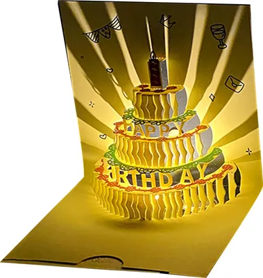 Produktbild von 3D-Geburtstagskarte, Pop-Up-Grußkarte mit musikalischen Lichtern, Happy Birthday-Karte mit Kuchen für Frauen, Männer, Kinder, Freunde