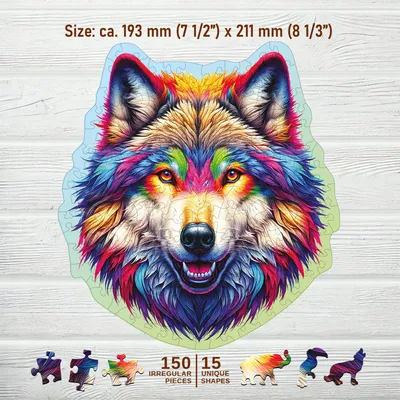 Produktbild von Wooden.City Holzpuzzle Bunter Wolf 150 Teile