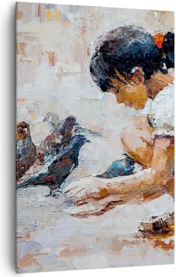 Produktbild von Bild auf Leinwand - Leinwandbild - Einteilig - Kind Vogel Karma - 80x120cm - Wand Bild - Wanddeko - Wandbilder - Leinwanddruck - Wanddekoration - Leinwand bilder - Wandbild - PA80x120-3417