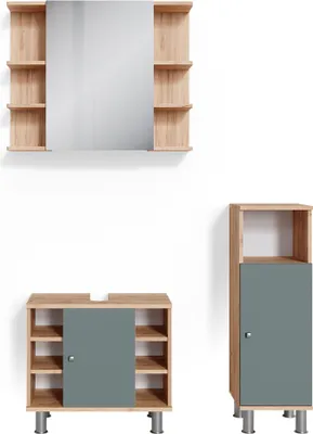 Produktbild von Badmöbel-Set Vicco Fynn Grün 3 Teile, mit Midischrank, Model 37324