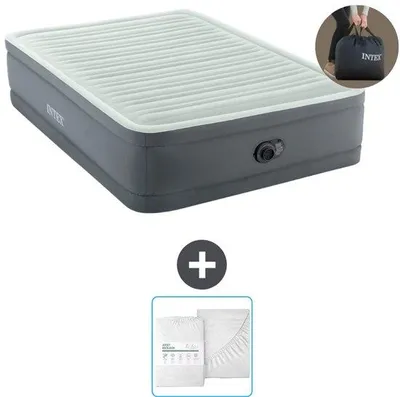 Produktbild von Luftbett - Zweifelbett - 137 x 191 x 46 cm - Grau - Mit Pump und Bettwäsche