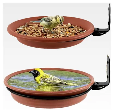Produktbild von Vogelfutterautomat mit Vogelbadschale für Garten, Terrasse, Balkon und Innenbereich