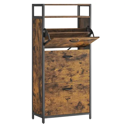 Obrázek produktu pro VASAGLE skříňka na boty botník 3 klapky výklopník na boty 60 x 30 x 130 cm vintage