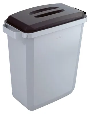 Zdjęcie produktu dla Pojemnik na surowce wtórne 60 l, szary, z pokrywką, czarny