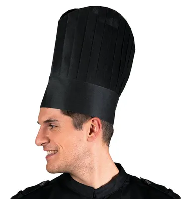 Produktbild von Einweg Papier-Kochmütze H 30 cm, schwarz, 10er Pack : schwarz : 100% Papier