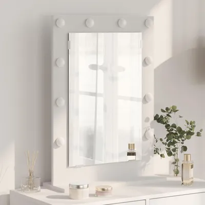 Produktbild von vidaXL Waschtischspiegel Weiß 70 x 50 x 18 cm Glas und furniertes Holz