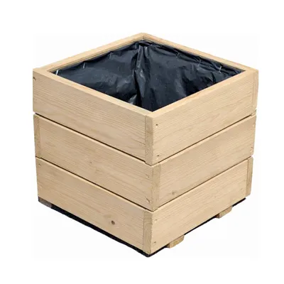 Produktbild von Blumenkasten Holz 30x30x28 cm – Kleiner Quadratischer Pflanzkübel Balkon & Terrasse wetterfest – fertig montiert – Pflanzkasten Holz D23