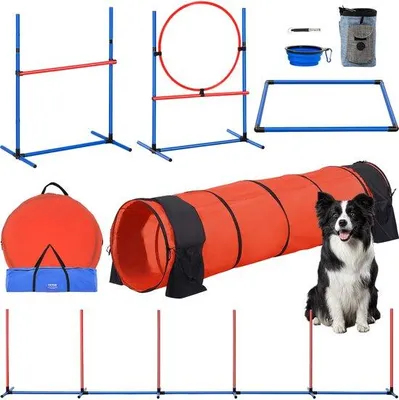 Produktbild von Hundetrainingsset 5 Teile mit Hindernissen und Erweiterter Tunnel aus Kunststoff