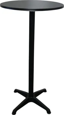 Produktbild von Stehtisch höhenverstellbar & klappbar mit Husse | Rund | HxØ 75-115x60cm | In- & Outdoor | Aluminium | MDF-Platte mit Edelstahlbeschichtung | Schwarz | Gastro Bistrotisch wetterfest Klapptisch Gartentisch