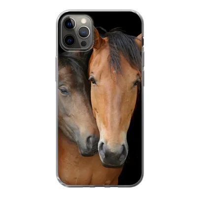 Produktbild von MuchoWow® Handyhülle Schutzhülle Hülle für iPhone 12 Pro Max Pferde - Liebe - Braun Silikon Softcase Handy Hülle - Hartschale