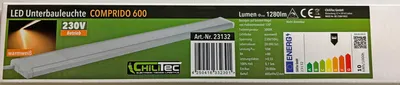 Produktbild von ChiliTec 23132 LED Unterbauleuchte "Comprido 600" 230V, 10W, 1280lm, 60cm, 3000K warmweiß