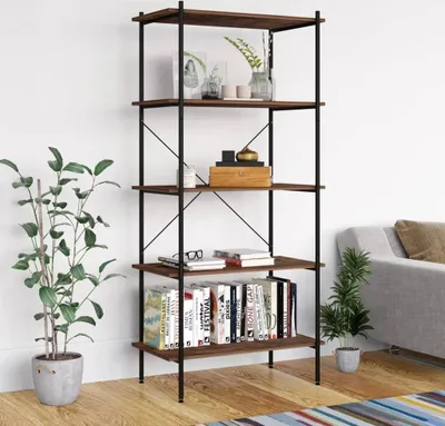 Immagine prodotto di Maison Exclusive - Scaffale con 5 ripiani Nero e naturale 80x40x163 cm