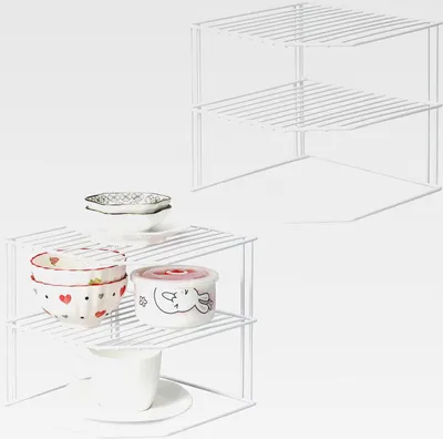 Produktbild von Küchenschrank-Organizer mit 3 Ebenen, Weiß, 2 Stück