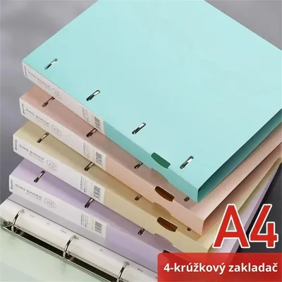 Obrázok produktu pre 3-balenie krúžkového zakladača A4 so 4 otvormi - vodotesný, prenosný (zelený/modrý/fialový)