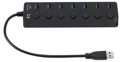 Obrázok produktu pre USB 3.0 rozbočovač s 7 portami a vypínačmi, vysoká rýchlosť 5 Gbps, adaptér s viacerými USB portami pre počítač