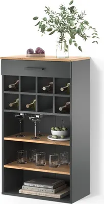 Image de Casier à vin Livinity Regusa Chêne doré/anthracite 60x106cm, Model 55918