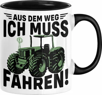 Produktbild von Traktor Trekker Tasse Geschenk Landwirt Bauer Geschenkidee Kaffee-Becher Kinder Aus Dem Weg Ich Muss Traktor Fahren (Schwarz)