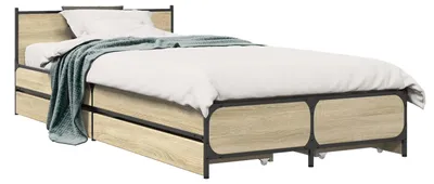 Obrázek produktu pro Rám postele s čelem z dubu Sonoma, 80 x 200 cm, dřevěný materiál