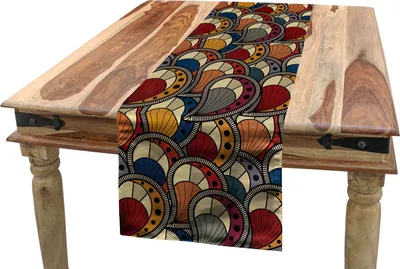 Produktbild von ABAKUHAUS afrikanisch Tischläufer, Abstrakte Paisley Motive, Esszimmer Küche Rechteckiger Dekorativer Tischläufer, 40 x 225 cm, Mehrfarbig