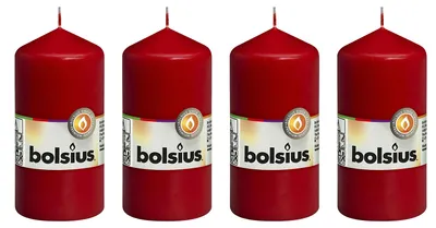 Image de lot de 4 bougies - hauteur 12 cm - diamètre 5,8 cm - rouge