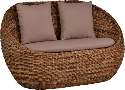 Produktbild von MiaMöbel Sofa Rattan 135x80x80 cm Modern 100% Baumwolle Bananenblatt-Geflecht Rattan natur