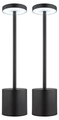 Produktbild von 2er Set LED Tischleuchte, Touchdimmer, Akku, schwarz, H 34cm