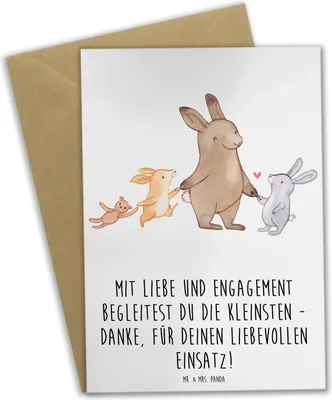 Produktbild von Mr. & Mrs. Panda Glückwunschkarte Liebevolle Erzieher - Weiß - Geschenk, Aufmerksamkeit, Liebe, glückwunschkarten, Danke sagen, osterkarten, Fürsorge, Betreuung, Bedanken