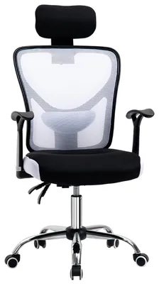 Image de Fauteuil de bureau, chaise de bureau en maille avec hauteur ršŠglable, dossier inclinable, 62x67x118cm, noir et blanc