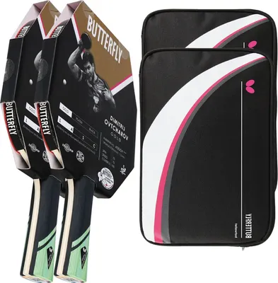 Produktbild von Butterfly 2x Dimitrij Ovtcharov Gold Tischtennisschläger + 2x Tischtennishülle Drive Case II