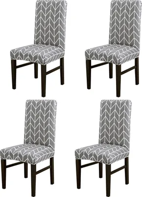Produktbild von 4 PACK Esszimmer Stuhlhussen Stretch Abnehmbare waschbare Stühle Sitzbezug Schonbezug Protector für Bar Küche Bankett Party Hochzeit, grau