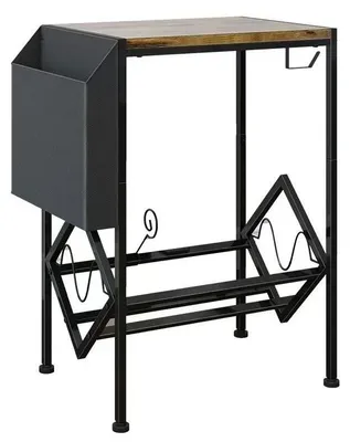 Produktbild von Plattenspieler Stand - Turntable Tisch mit Vinyl Schallplatten Aufbewahrung - LP Regal mit Metallrahmen - Schwarz