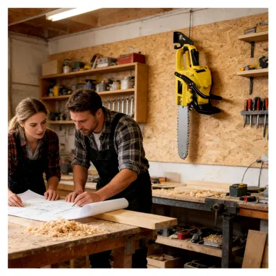 Produktbild von Wandhalterung für Kettensägen - Säge Wandorganizer | Aufhängbare Halterung für Garage, Schuppen, Werkstatt, Scheune, Haushalt und Garten